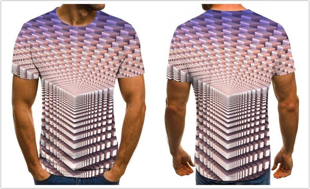 Fun t-shirt met geweldig 3-D mind f*ck effect met blokjes