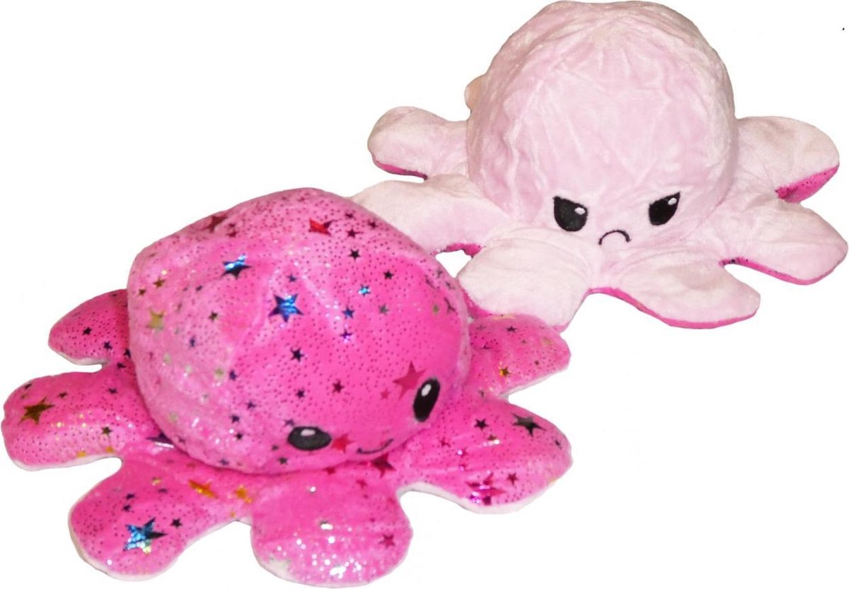 Omkeerbare Knuffel Octopus Glitter en Zachtroze (92218)