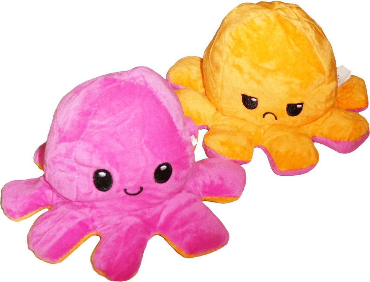 Omkeerbare Knuffel Octopus Hardroze en Oranje (92216)