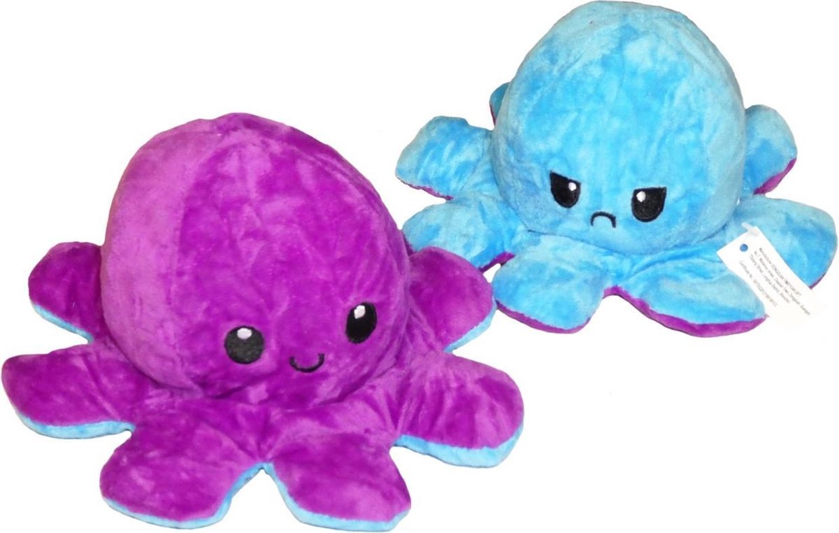 Omkeerbare Knuffel Octopus Paars en Blauw (92219)