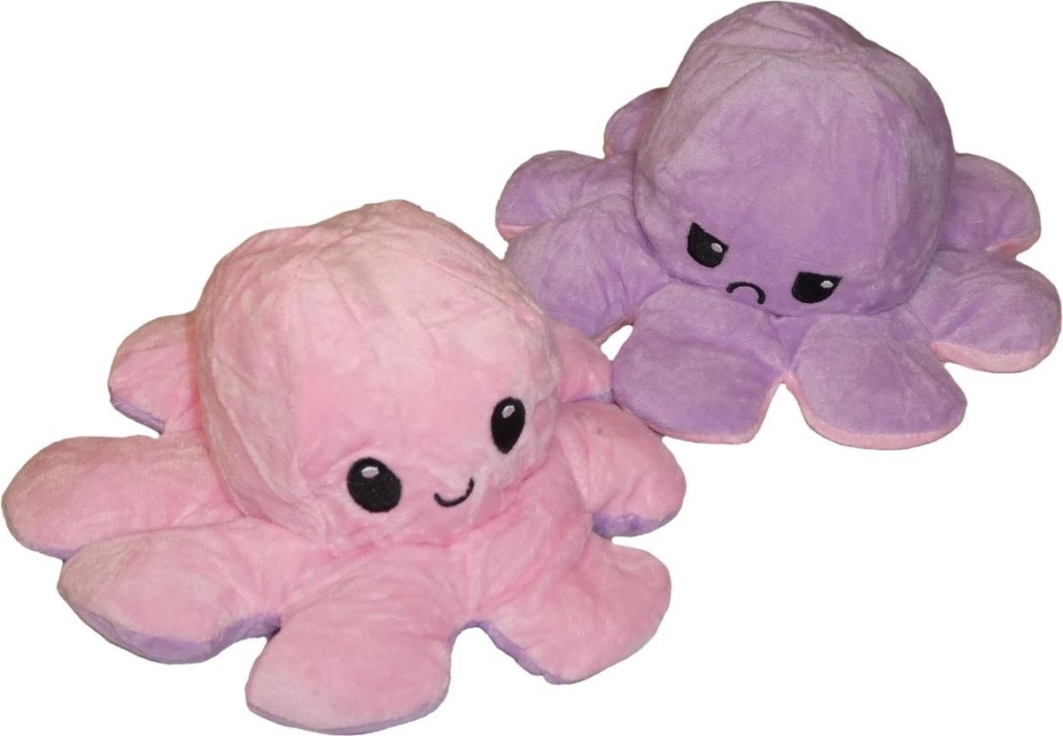 Omkeerbare Knuffel Octopus Roze en Lila (92221)