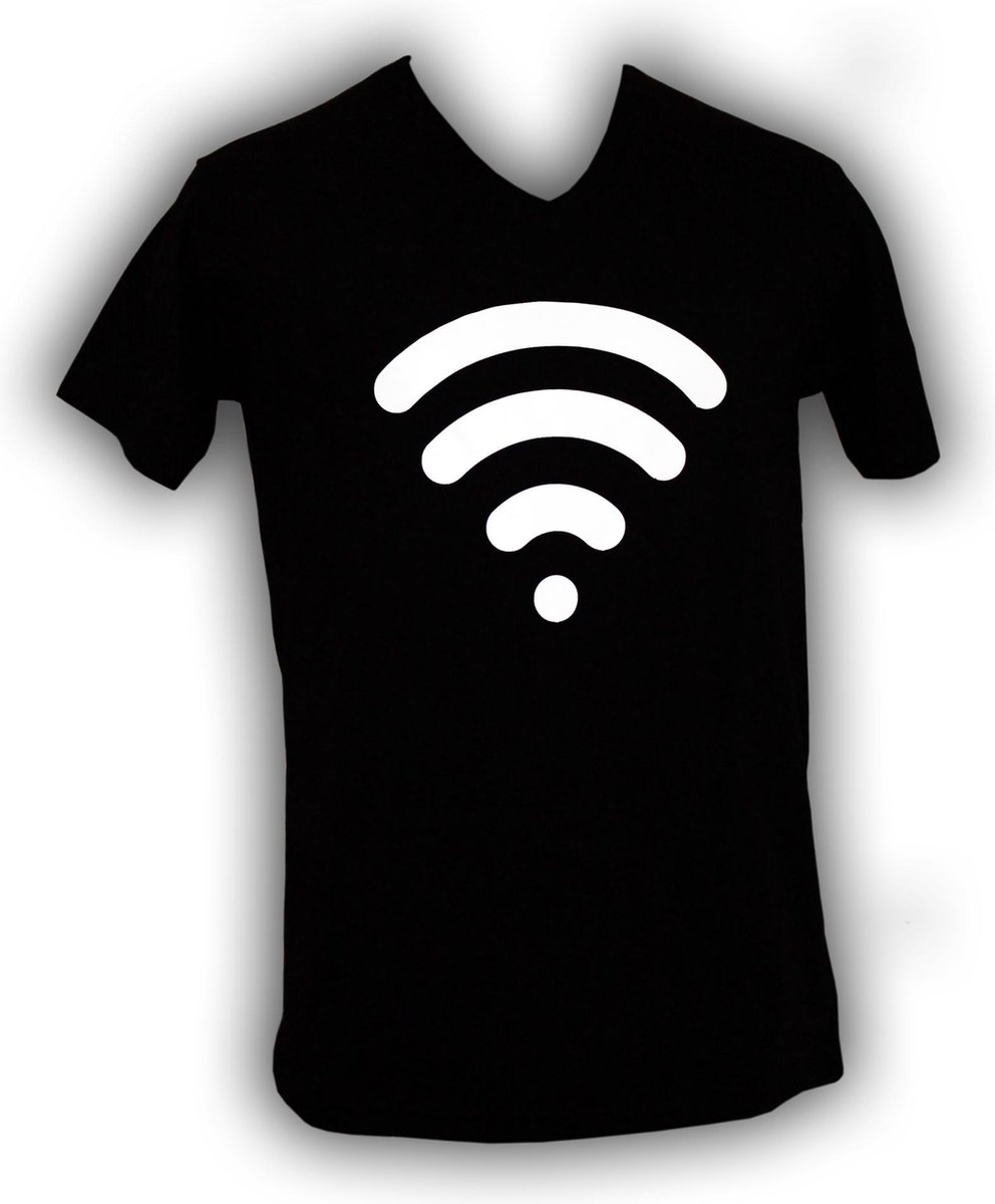 Sportief t-shirt V-hals met het WIFI connected teken (31039) Maat L