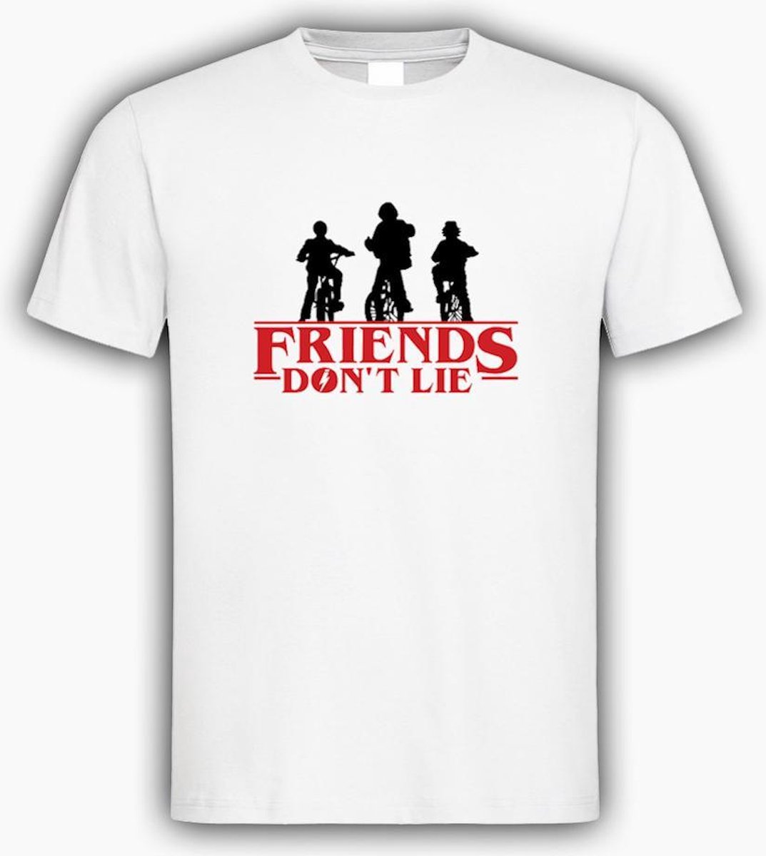 Wit T shirt met Logo “ Stranger Thing / Friends Dont Lie “ Size L