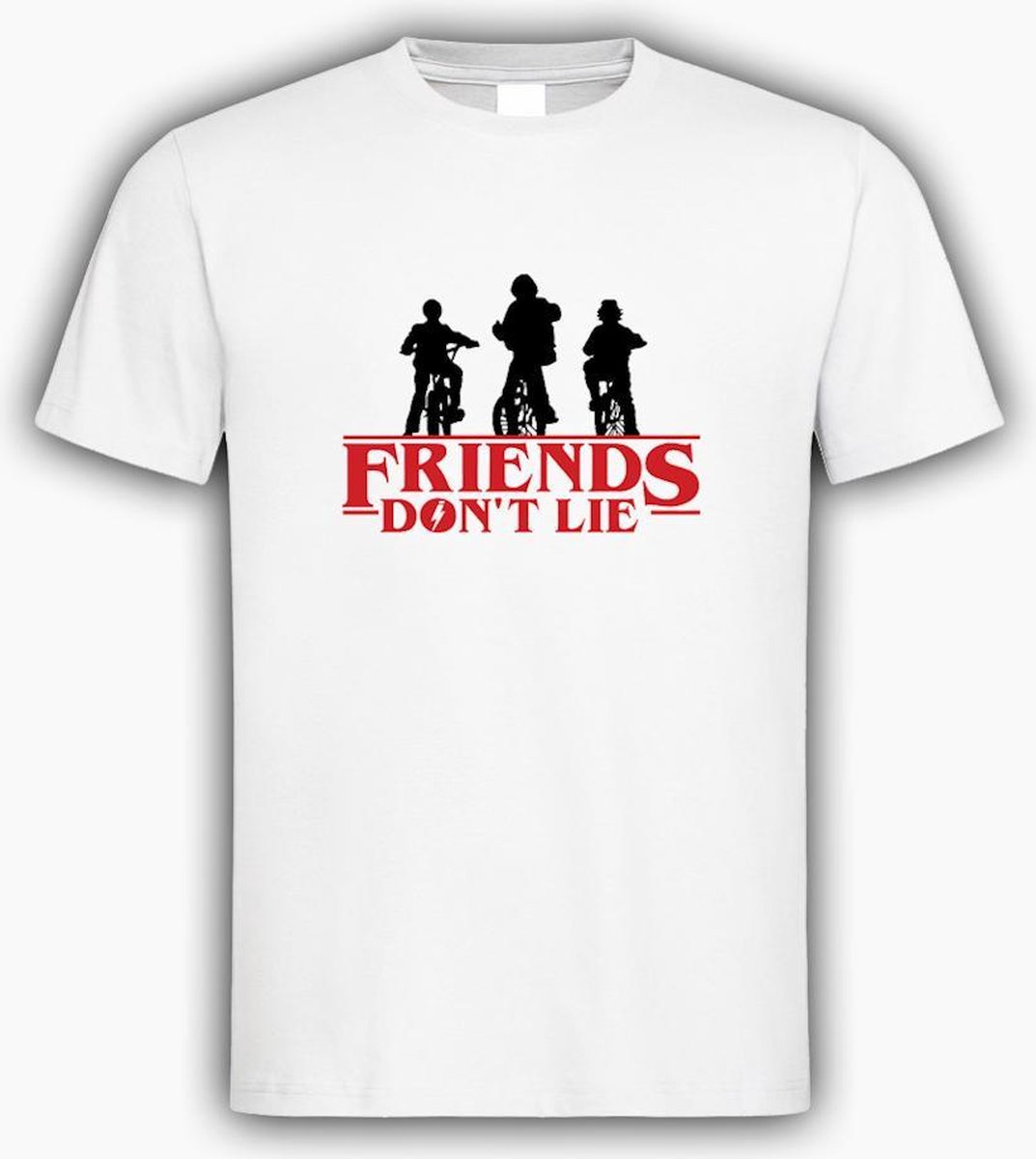 Wit T shirt met Logo “ Stranger Thing / Friends Dont Lie “ Size M