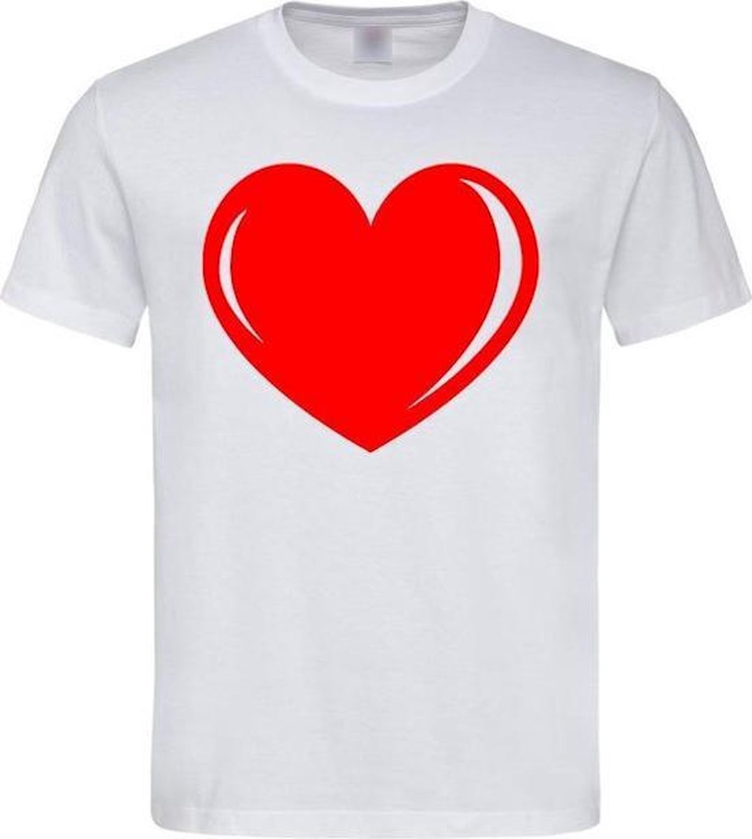 Wit T-shirt met Rood Hart voor de zorg Maat XXXL