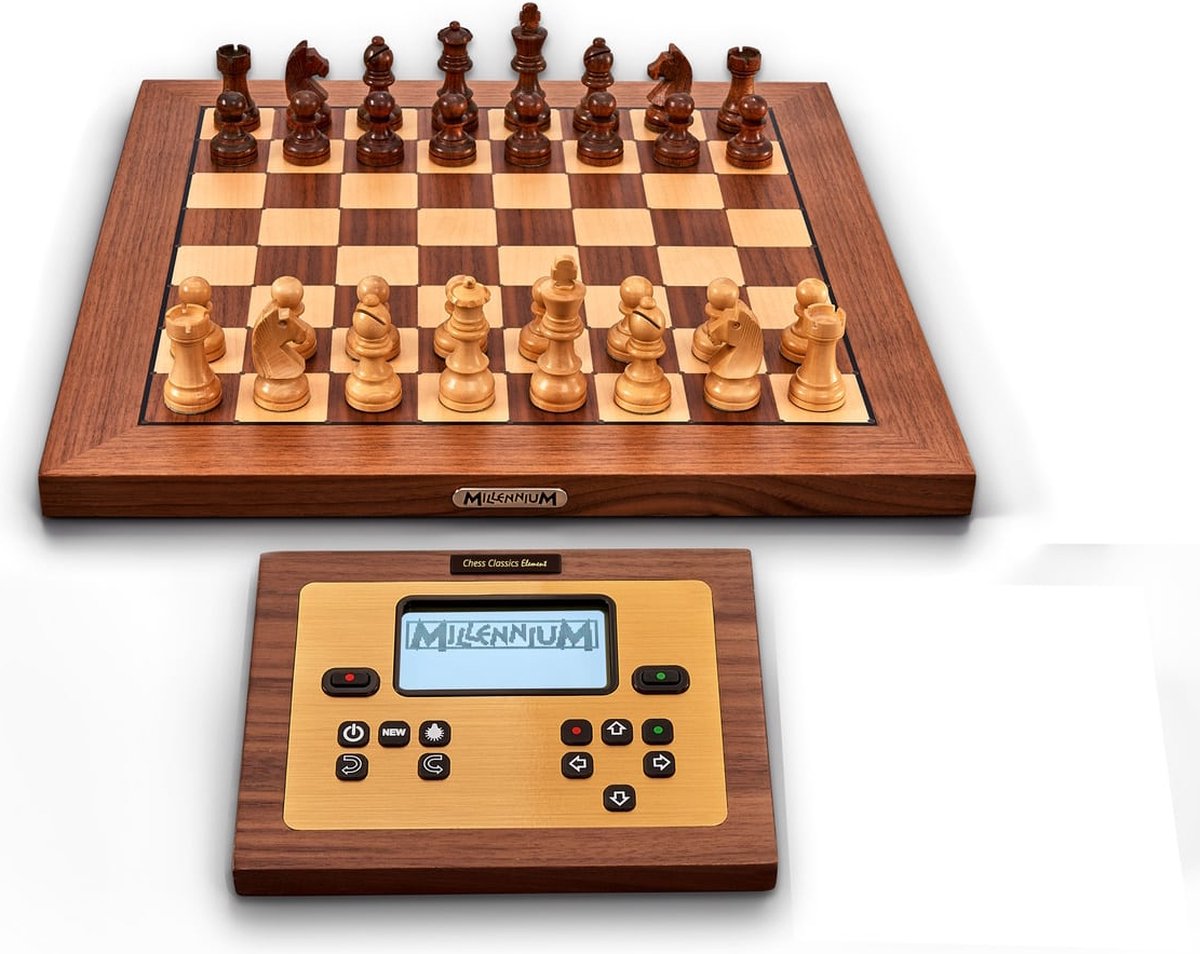 MILLENNIUM Chess Classics Exclusive – schaakcomputer met exclusief sensorenbord en de legendarische schaakprogrammas ChessGenius & The King, met aanpasbare speelniveaus M828