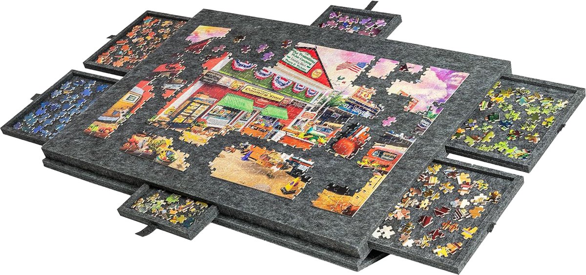 MIRO® Puzzelmap 1000 Stukjes - Puzzelbord Met Opbergsysteem -   - Portapuzzel - Puzzeltafel - Draagbaar - Opvouwbaar - 6 Lades - Grijs