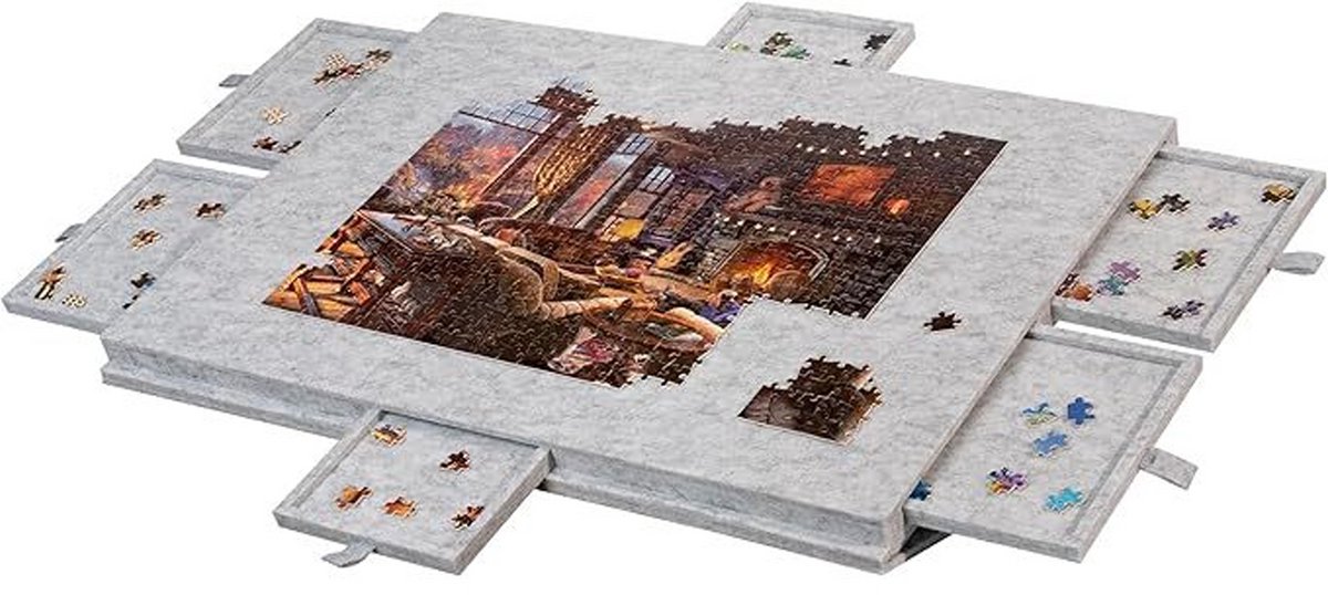 MIRO® Puzzelmap 1000 Stukjes - Puzzelbord Met Opbergsysteem -   - Portapuzzel - Puzzeltafel - Draagbaar - Opvouwbaar - 6 Lades - Lichtgrijs