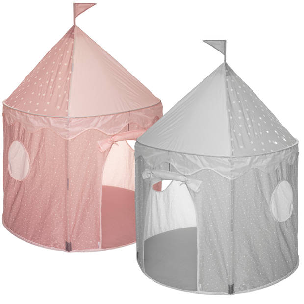 MISOU Kinder Speeltent - Tipi Tent - Kinderen - Jongens - Meisjes - Pop up - Grijs - Roze