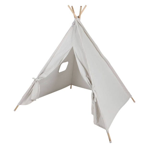 MISOU Tipi Tent - Kinder Speeltent - Jongens Meisjes - 120x120x150cm - Beige - Hout Katoen