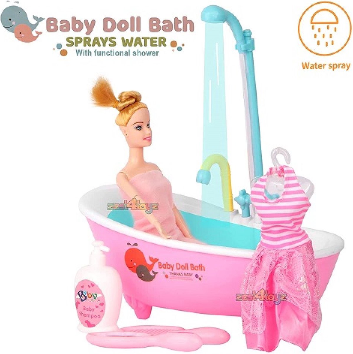   - Speelgoed Pop - Badkamer Set - Functionele Douche