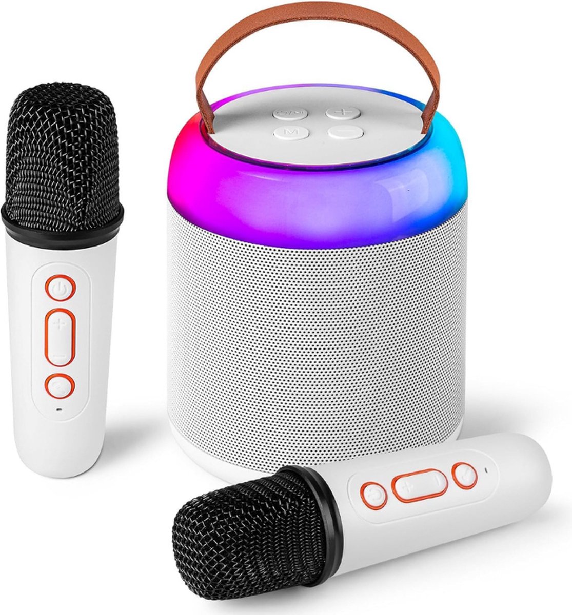   Karaoke set voor Volwassenen en Kinderen met 2 Microfoons -  s Draadloos met Bluetooth Speaker - Zang - Wit