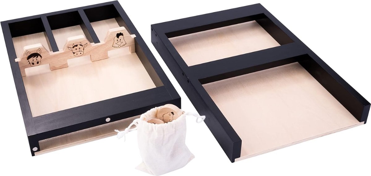     voor Volwassenen en Kinderen -  ken Klein - Hout - 80cm - Zwart - Inclusief 12 Sjoelstenen