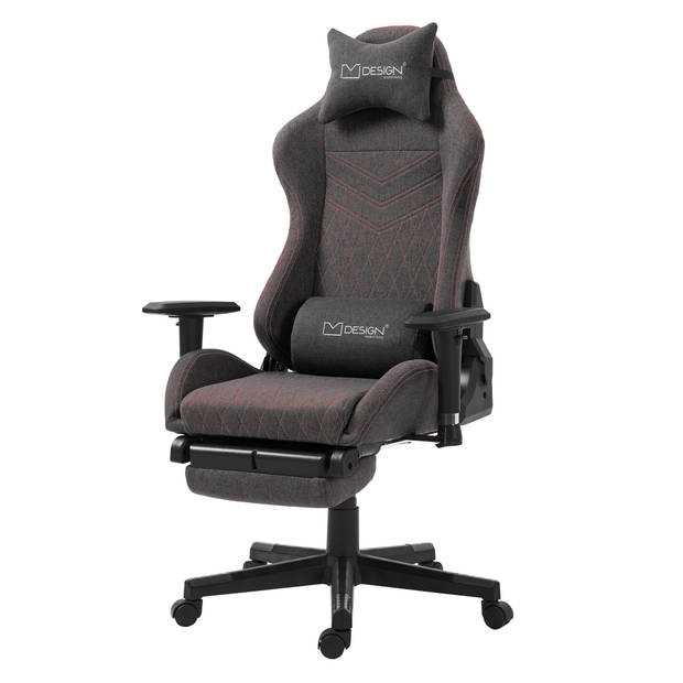 Gaming stoel grijs/rood stof ML-Design