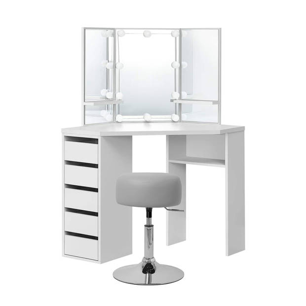 Kaptafel met LED Verlichting 110x141,5x54 cm Wit incl. Kruk ML-Design