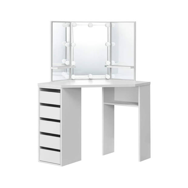 ML-Design kaptafel met LED-verlichting, wit, 110x141,5x54 cm, gemaakt van MDF-spaanplaat