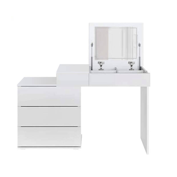 ML-Design kaptafel met inklapbare spiegel, wit, 117,5x78x45 cm, gemaakt van MDF spaanplaat