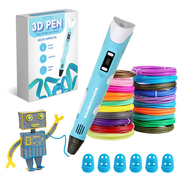 MM Brands 3D Pen Starterspakket - Inclusief 100m Filament in 10 Kleuren - Extra Lange Laadkabel - Geschikt voor ABS & PL