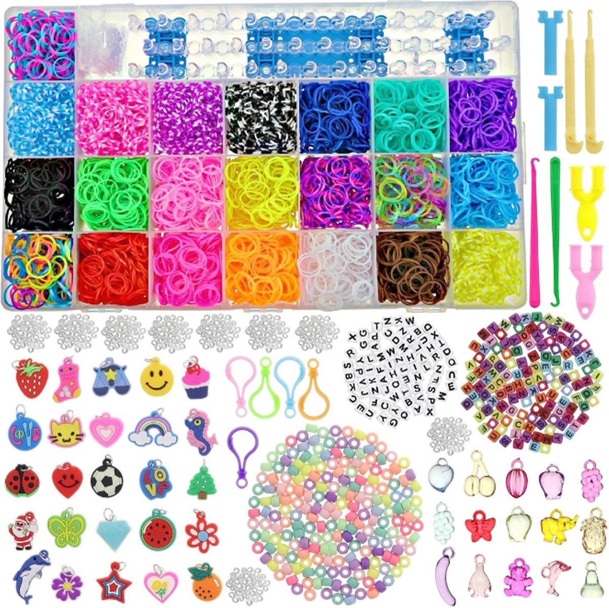 MM Brands Loombandjes Starterspakket – Loom Pakket – Loomen - Incl. Bord + Koffer – 5500 stuks