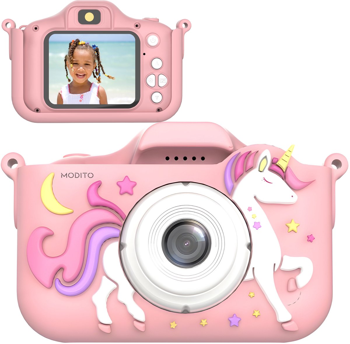 Modito Digitale Kindercamera HD 1080p - Speelgoedcamera - 32GB micro sd kaart - Fototoestel Voor Kinderen - Roze