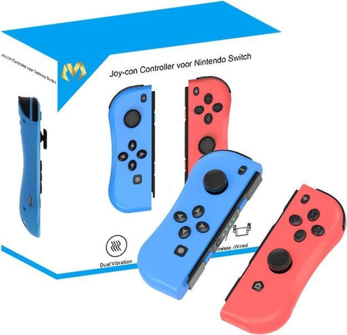 Wireless Joy-Con Controller met Polsbandjes voor de Nintendo Switch - Verbeterde Accuduur - Blauw/Rood