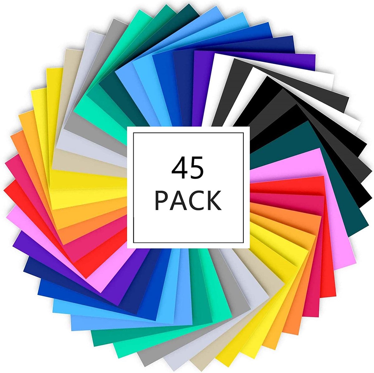 MONDUO Vinyl REGENBOOG Serie Pakket 45-Delig Incl. Transferfolie - Geschikt voor Cricut Joy - Maker - Maker 3 - Explore - Explore Air 2 - Brother Printers - Silhouette Cameo - DIY - Plotter - 30x30CM