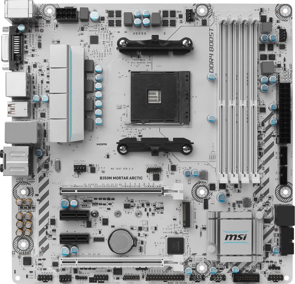 MSI B350M MORTAR ARCTIC AMD B350 Socket AM4 Micro ATX moederbord