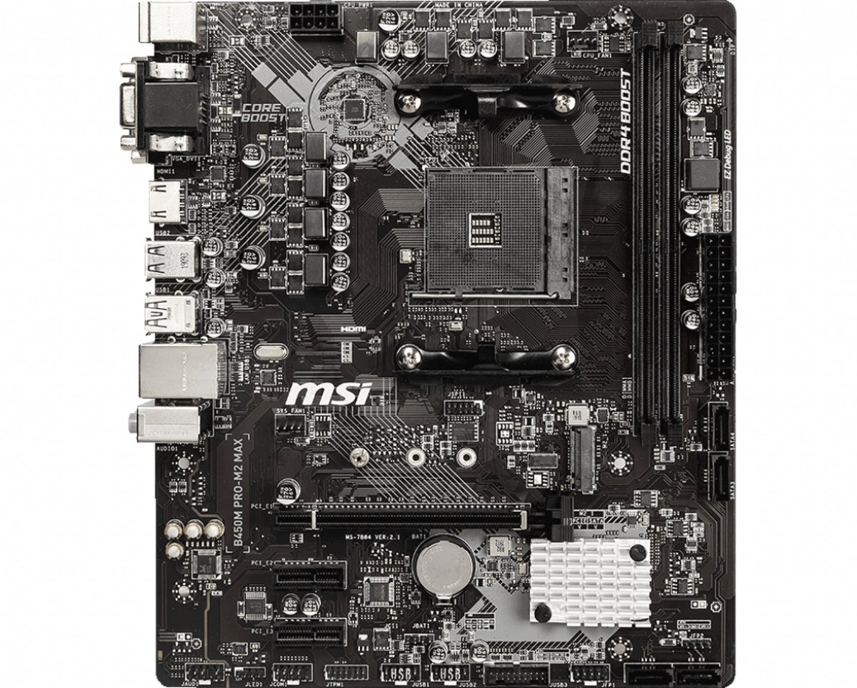 MSI B450M PRO-M2 MAX moederbord Socket AM4 Micro ATX AMD B450