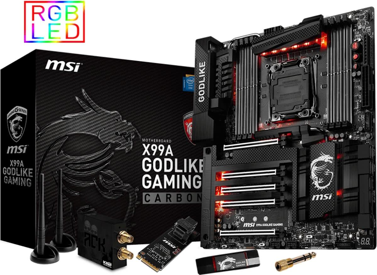 MSI X99A GODLIKE GAMING CARBON Intel X99 LGA 2011-v3 Verlengd ATX moederbord