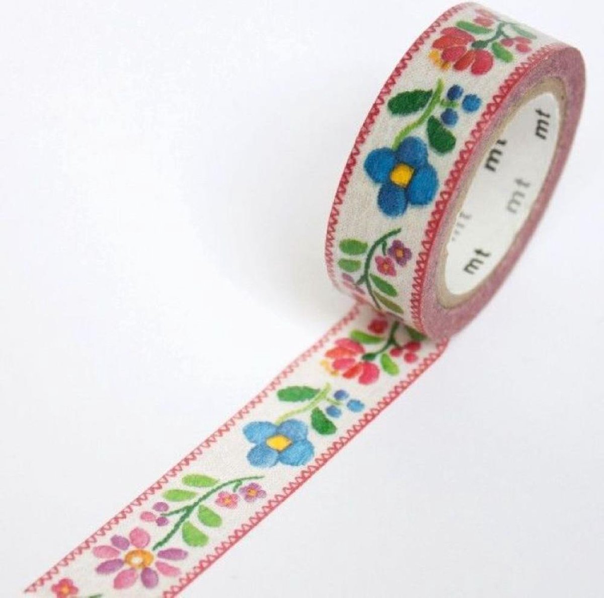  king tape embroidery - 10 m x 1,5 cm. - Washi Tape met bloemen