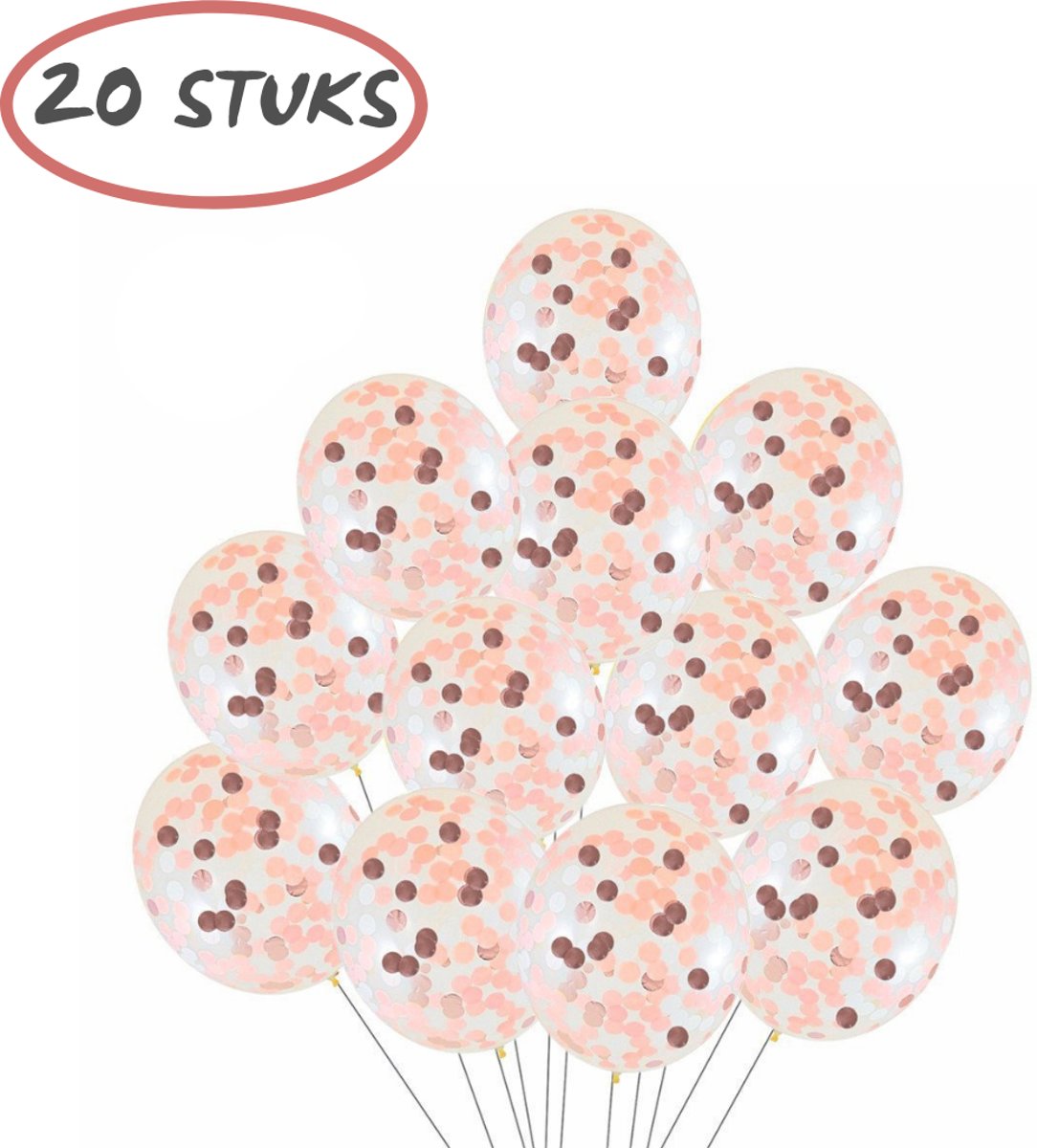 Confetti ballonnen (20st.) - 30CM grote latex ballon - rose gold feest ballonen - ballondecoratie - decoratie voor verjaardag, babyshower, sweet 16, bruiloft en vrijgezellenfeest - Roze goud versiering