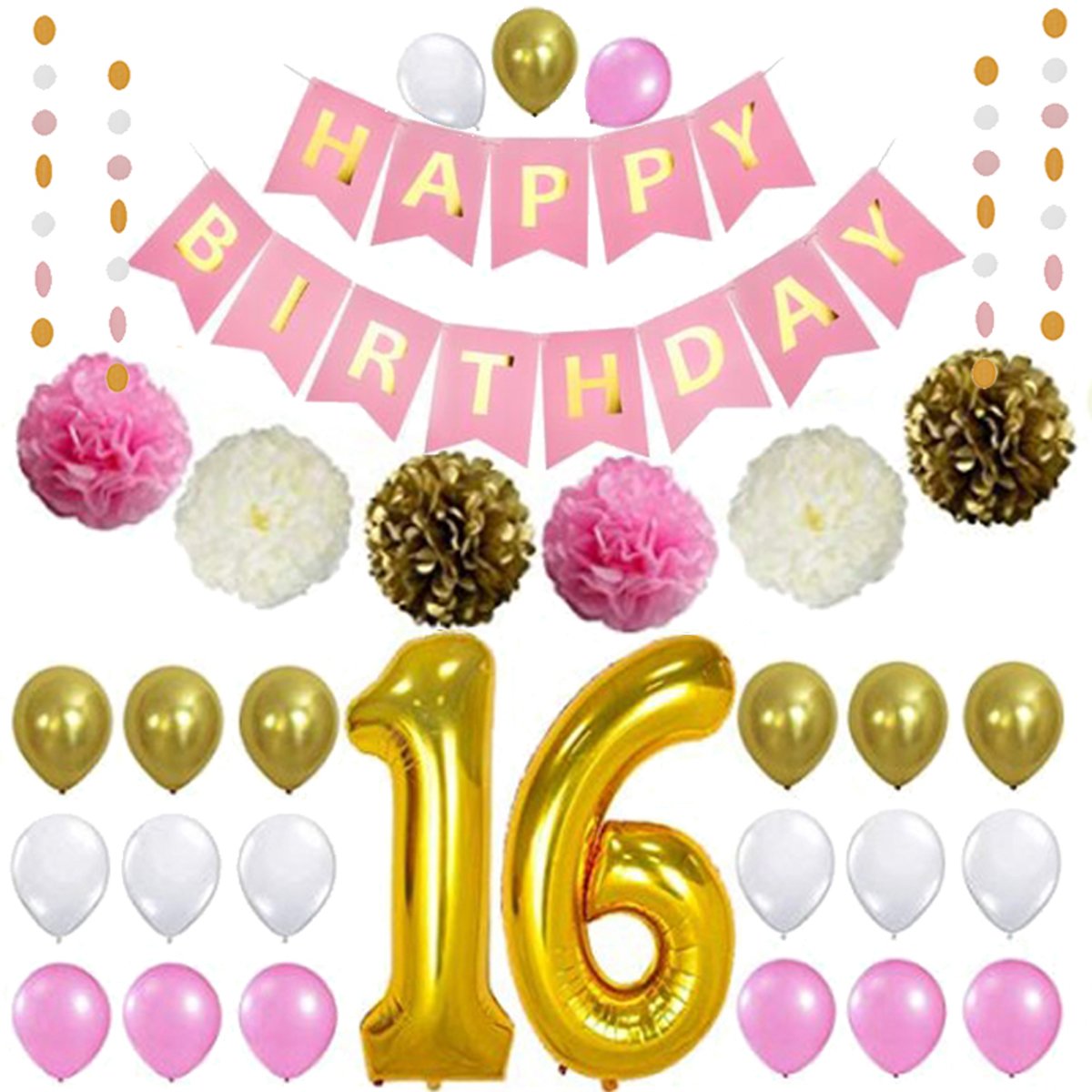 Sweet 16 - party - ballonnen - ideeen - feestje - feest - decoratie - party spullen - versiering - sweet sixteen - happy birthday 16 jaar