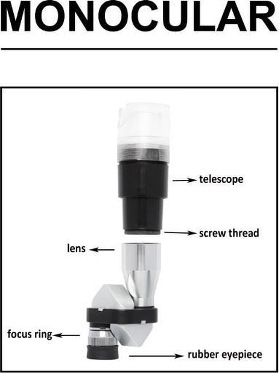 MacGyver Mini Telescope 8 x 21 - Microscope Verrekijker - Spionage kijker - Inclusief kleurendoos - 3 jaar garantie