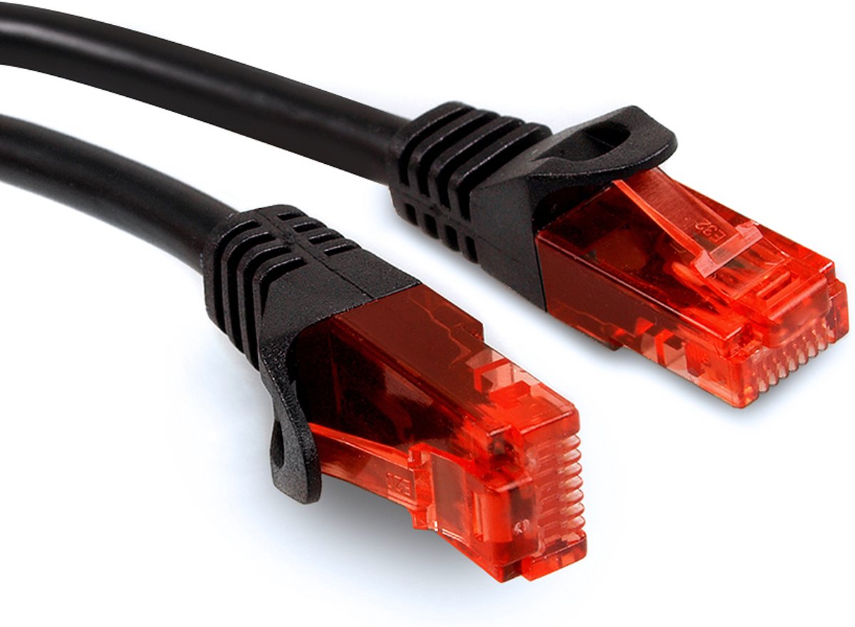 UTP LAN CAT6 netwerkkabel, afgesloten met RJ45-pluggen, zwart - 3m