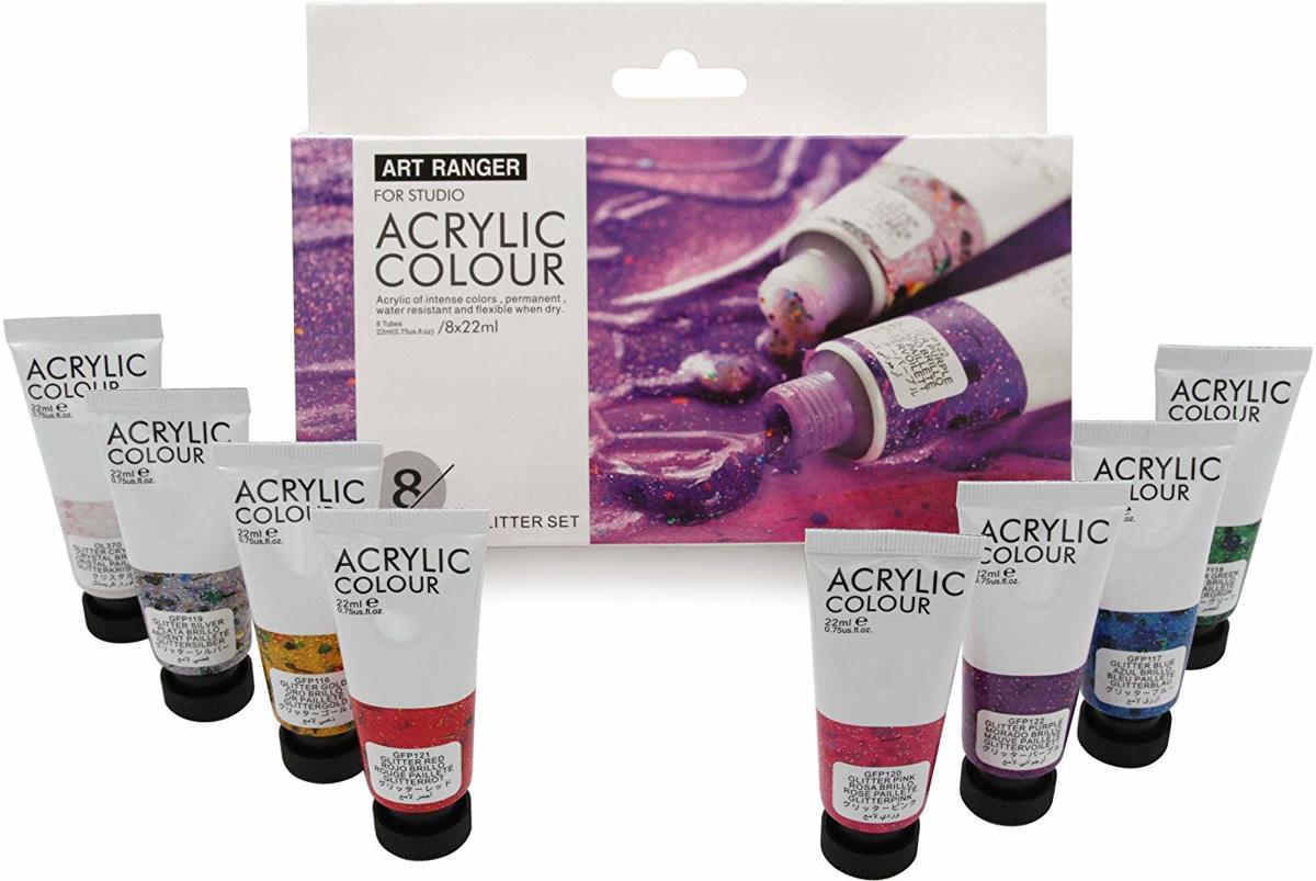 Acrylverfset acrylverf 8x22 ml Glitter