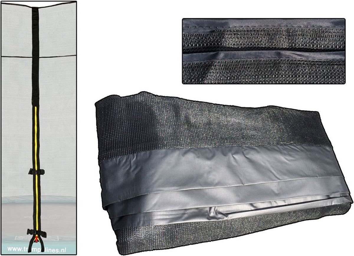 Los Veiligheidsnet voor Trampoline 251 cm (zonder palen) - 3 poten - Ritssluiting - Montage buitenzijde