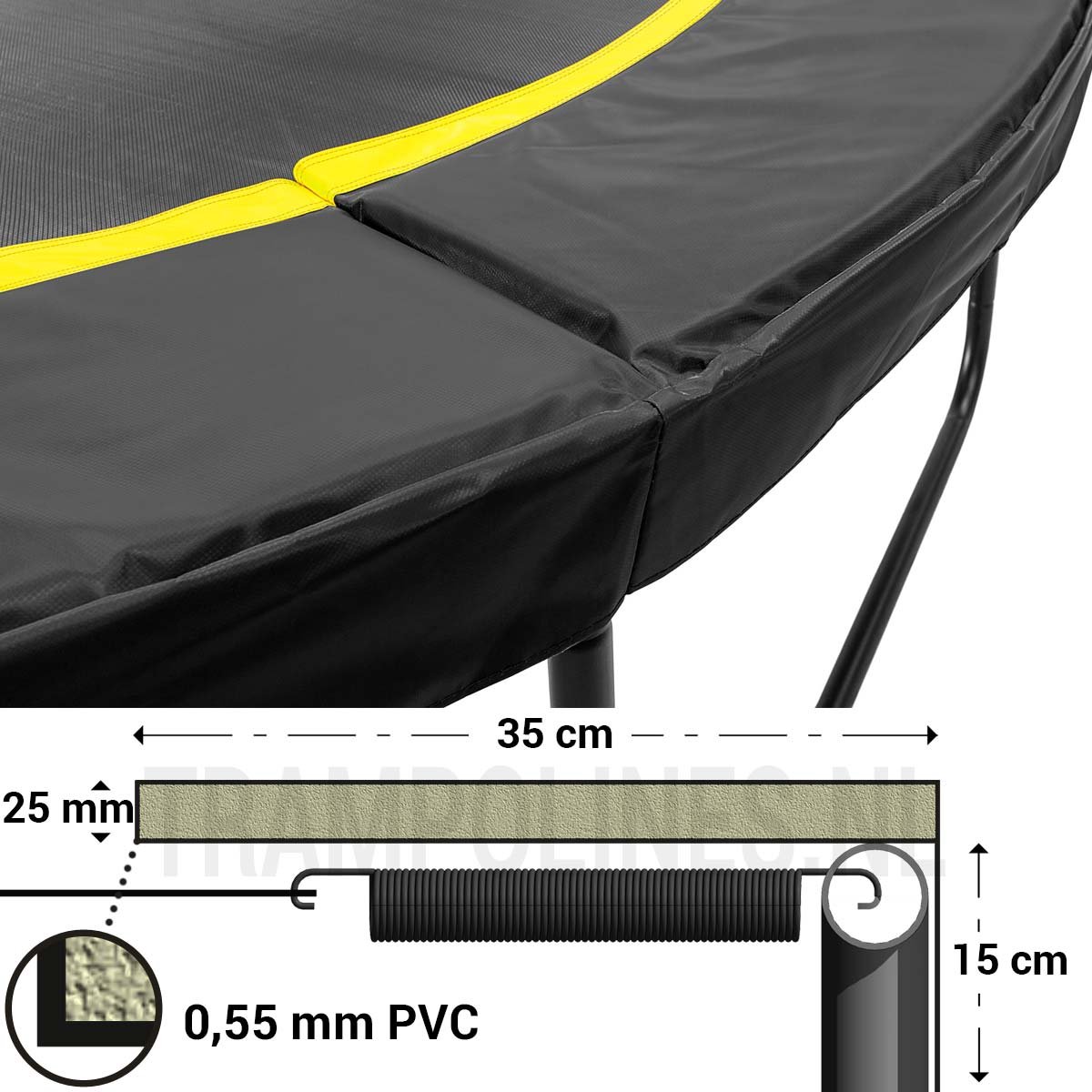   Trampoline Beschermrand 251 cm Zwart - Ronde trampoline rand - Breed en dik randkussen