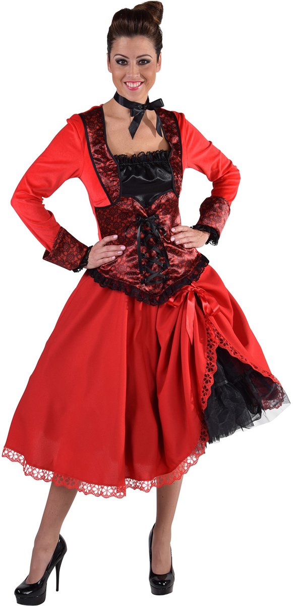 Burlesque rok rood met kant - Carnaval kledingdames maat S/M