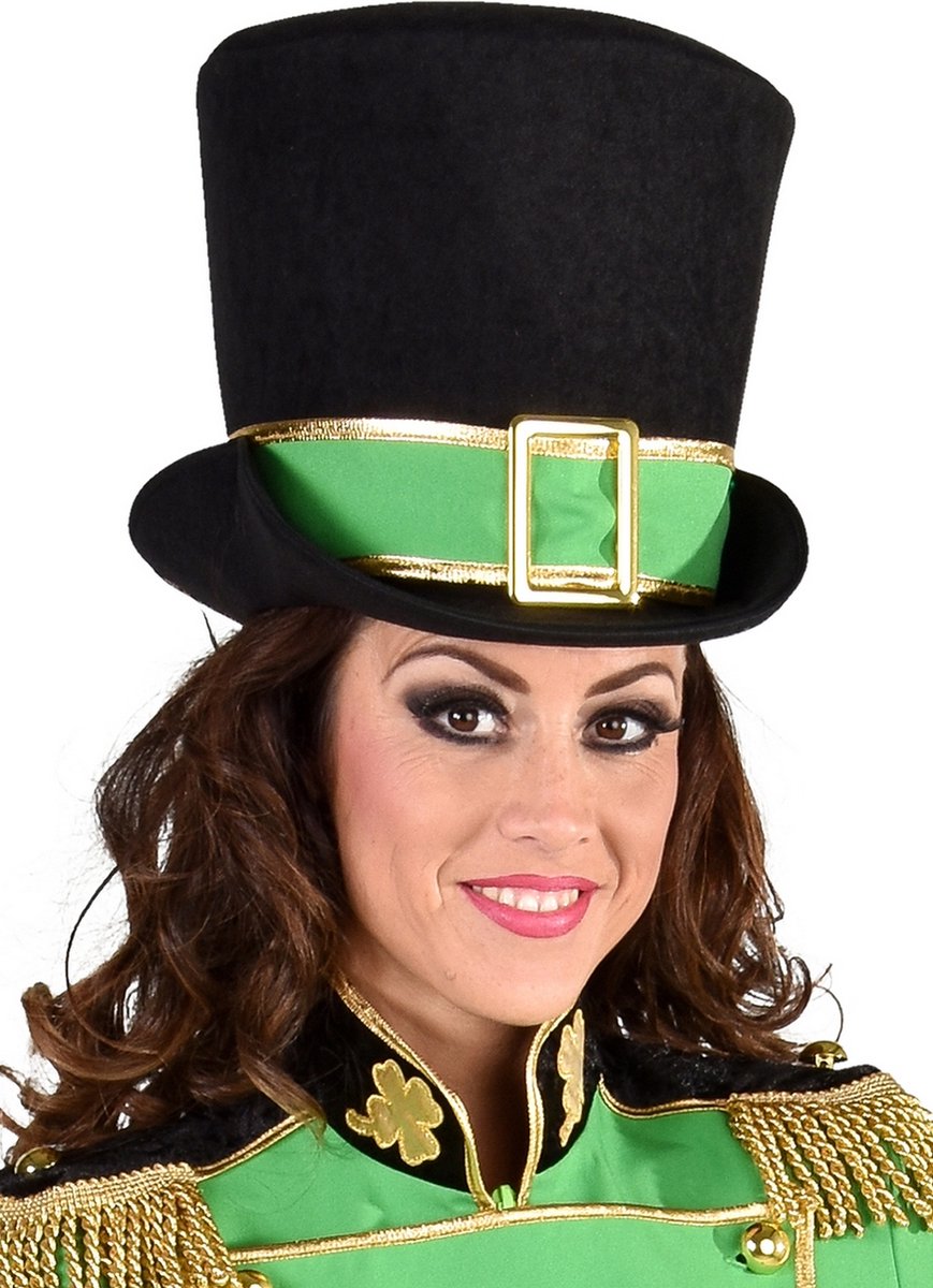 Magic By Freddys - Landen Thema Kostuum - Hoge Hoed St Patricksday Fanfare - zwart - Carnavalskleding - Verkleedkleding