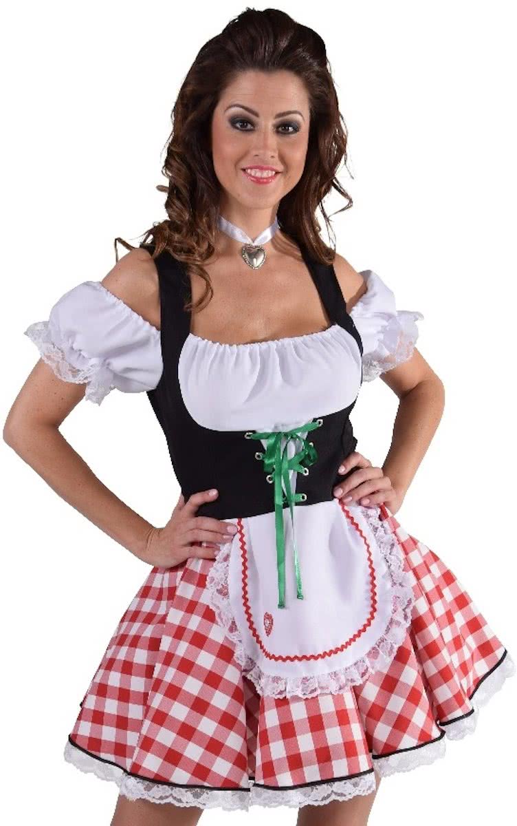 Oktoberfest jurkje met geruite rok - Korte dirndl maat XS (32-34)