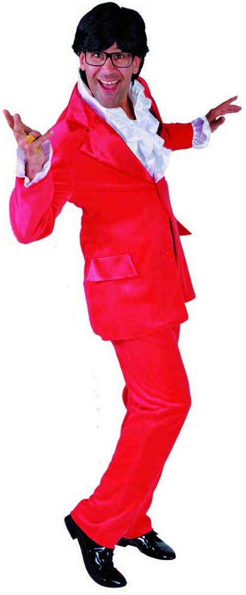 Rood velours heren pak - Austin Powers kostuum - Carnaval kleding mannen maat XL/XXL