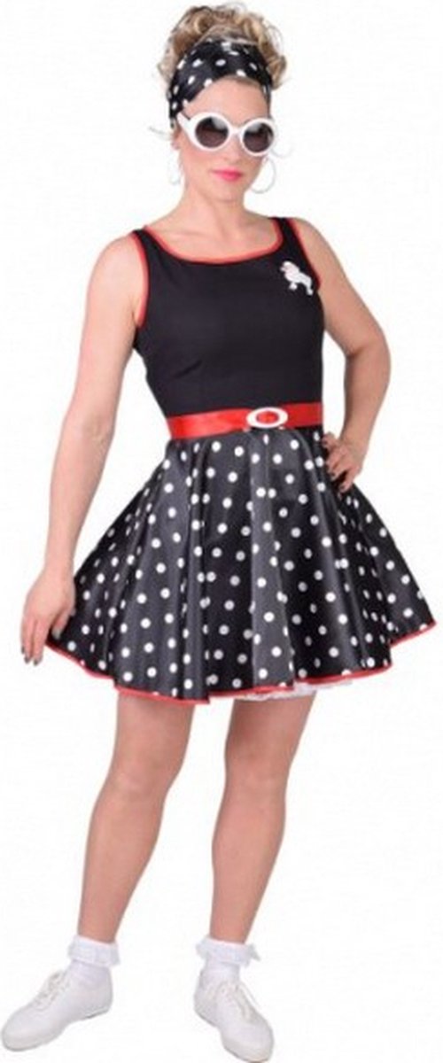 jurk kort Rock-n-roll dames polyester zwart maat XL