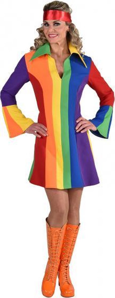 jurk regenboog dames polyester maat XS