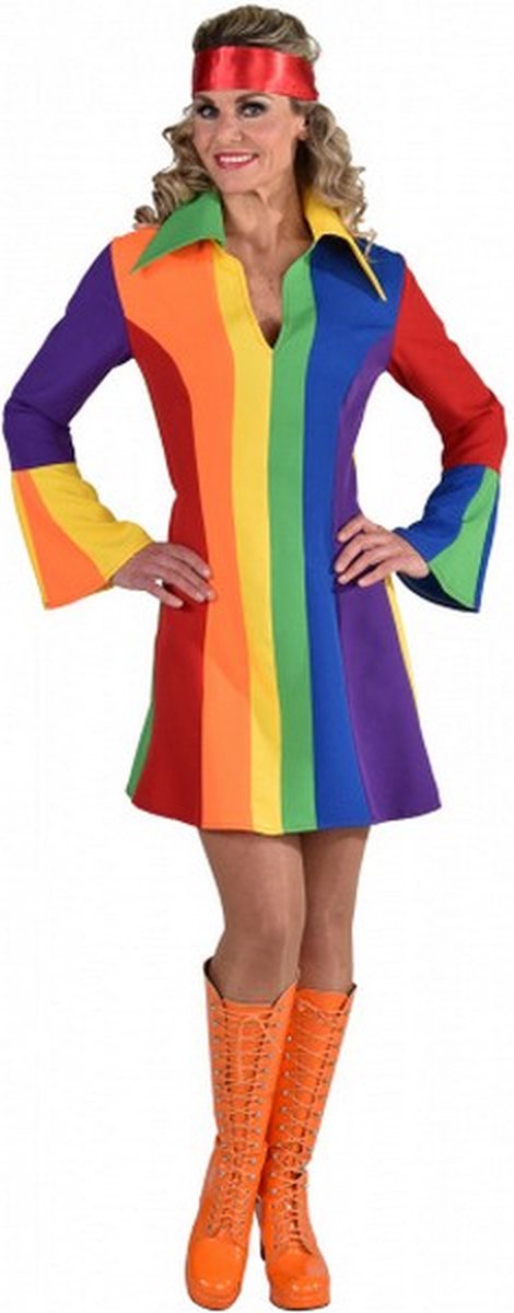 jurk regenboog dames polyester maat XS