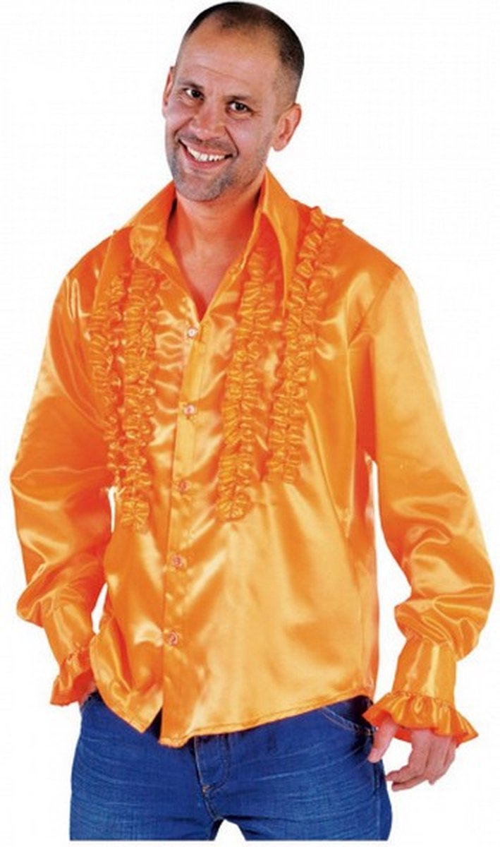 verkleedblouse Rouches heren polyester oranje mt XL