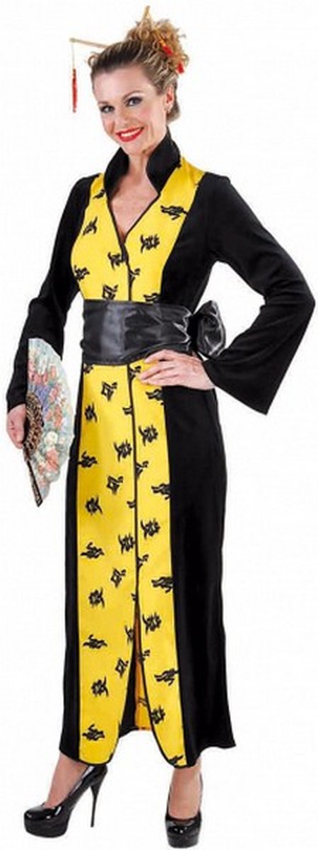 verkleedjurk kimono dames polyester geel maat XL