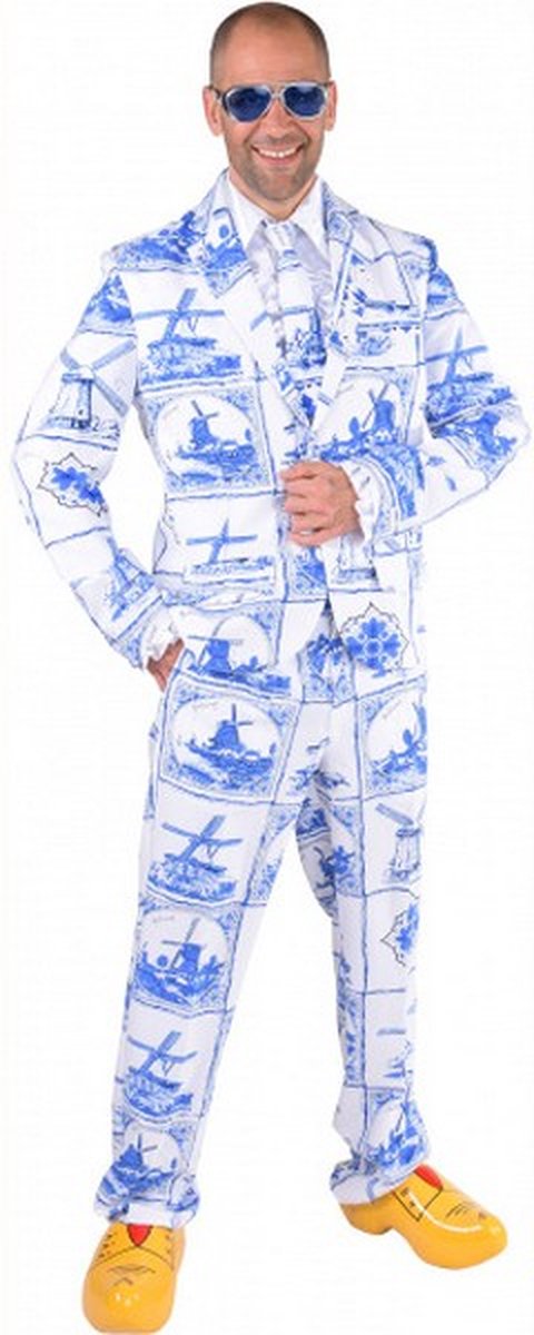 verkleedpak Suit magic heren polyester blauw maat XXL
