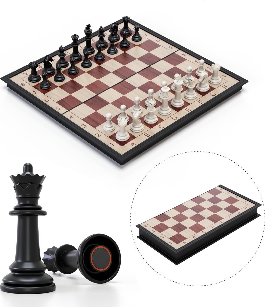 Magnetisch schaakbord - schaakbord met schaakstukken - opvouwbaar - chess - schaken - 33cm