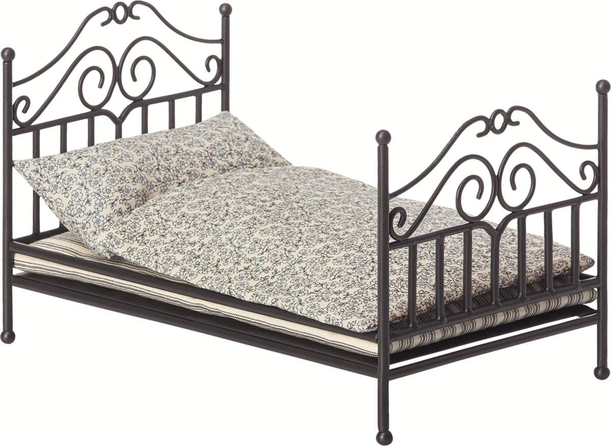 Maileg Vintage bed, Micro - Anthracite