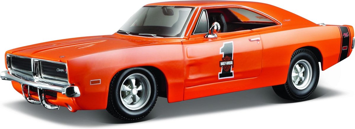 1969 Dodge Charger RT Harley Davidson (Oranje) 1/24 Maisto - Modelauto - Schaalmodel - Model auto